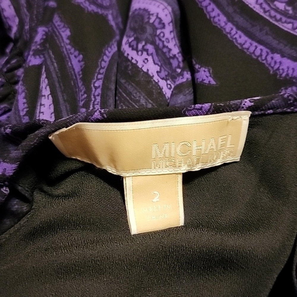 Michael by Michael Kors Purple & Black Paisley Print Dress - Picture 8 of 10